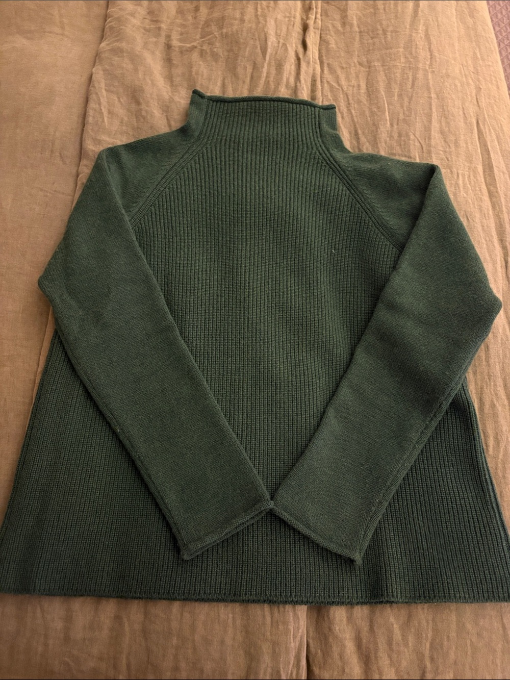 Women’s Dark Green Ribbed Mock Neck Sweater